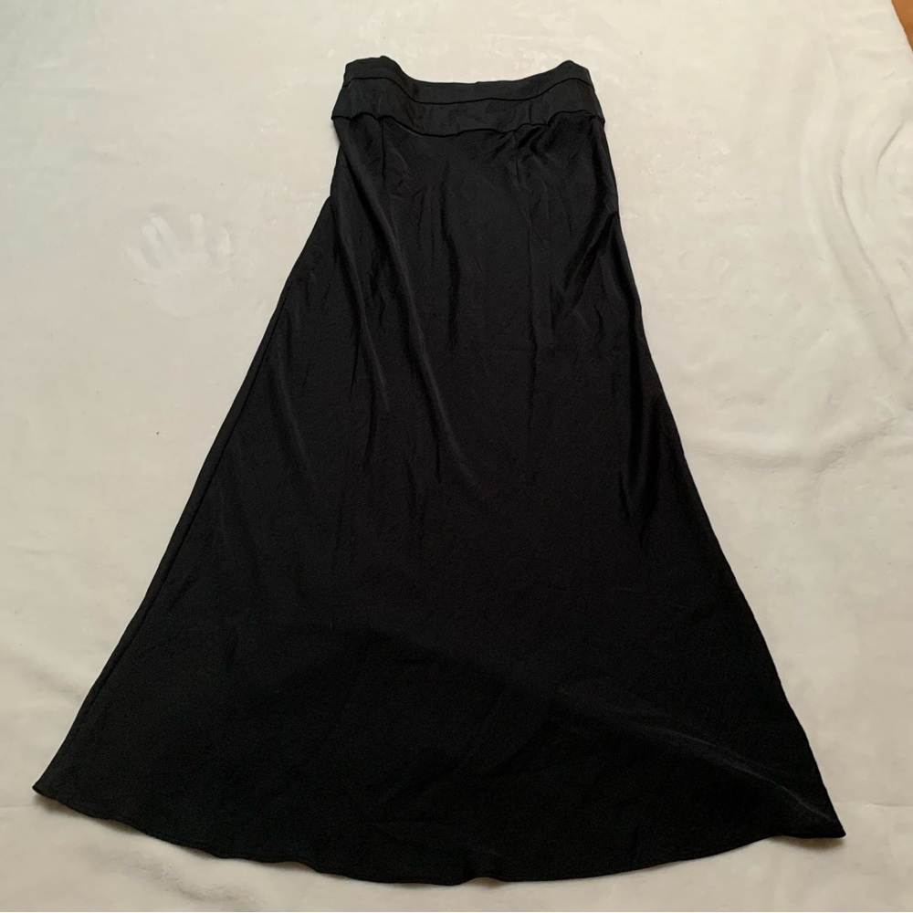 Free People Long Black Satin Maxi Slip Skirt Size 8
